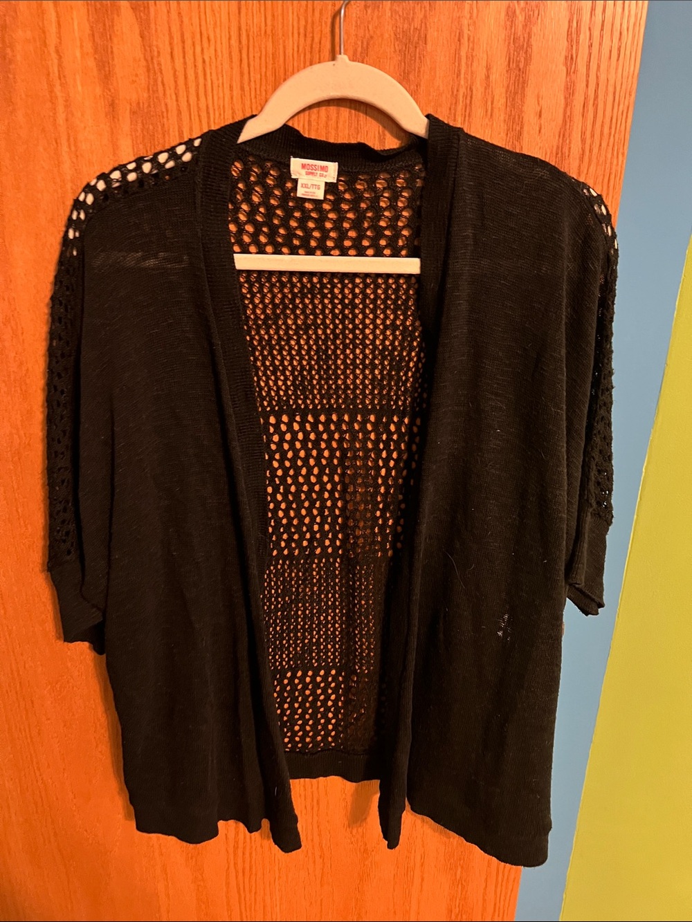 Mossimo Black Open-Weave Short Sleeve Cardigan. XXL